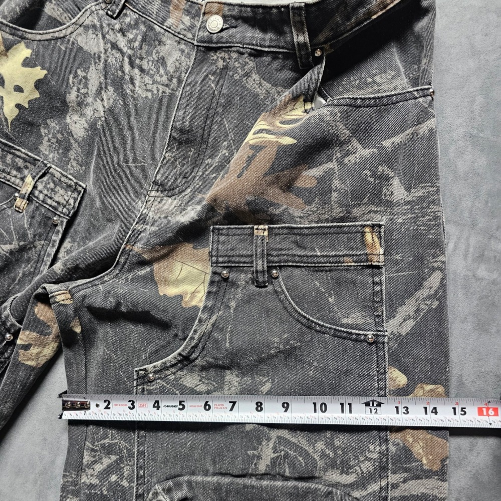 Akira Convertible Cargo Pants Grey Leaf Camo Wide Leg 100% Cotton 24JWHJ7779 XL - Picture 13 of 16